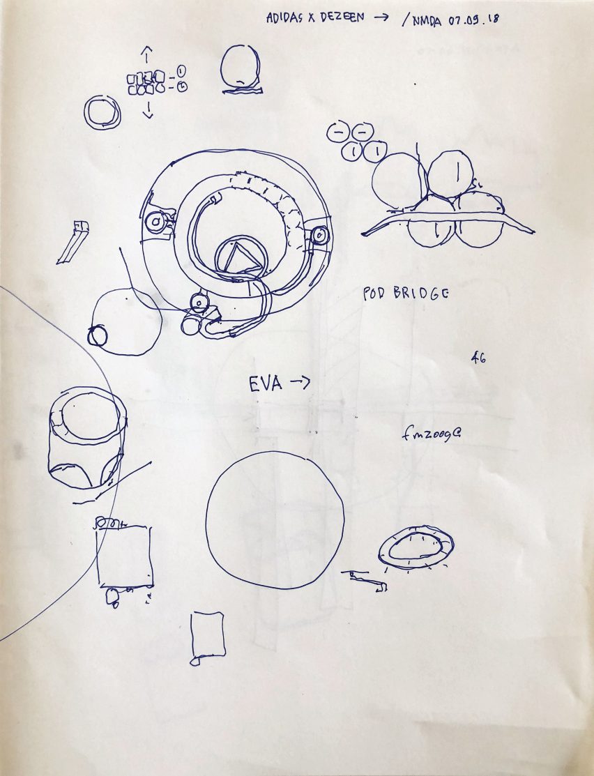 Neil Denari's adidas Sphere proposal is a live-work proposal inspired by the sports brand's Pod.System trainer