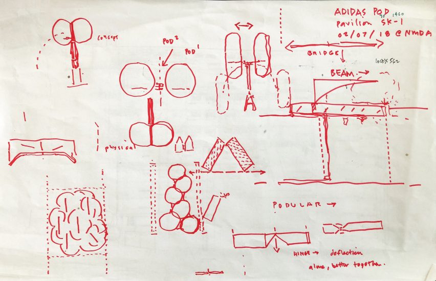 Neil Denari's adidas Sphere proposal is a live-work proposal inspired by the sports brand's Pod.System trainer
