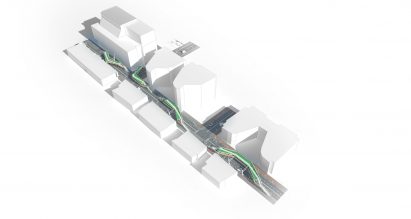 Bridging Affordable Housing is a proposal by Nika Solutions to construct elevated rows of affordable housing on bridges above Sydney's streets