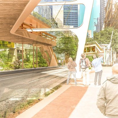 Bridging Affordable Housing is a proposal by Nika Solutions to construct elevated rows of affordable housing on bridges above Sydney's streets