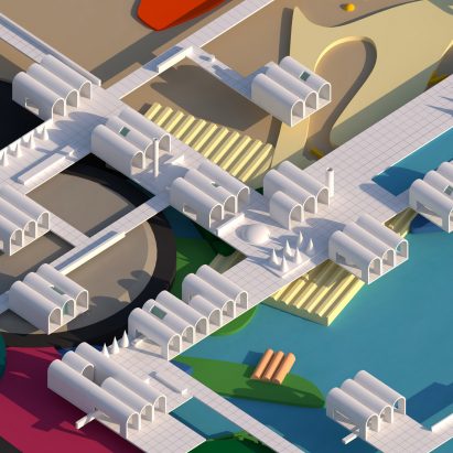 Standard Architecture’s P.O.D Plexus concept is “a modular system of structures, paths and spaces that hover slightly above the landscape”