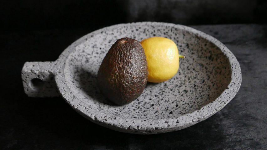Piamundo’s Volcanic Rock Collection includes carved dish for guacamole