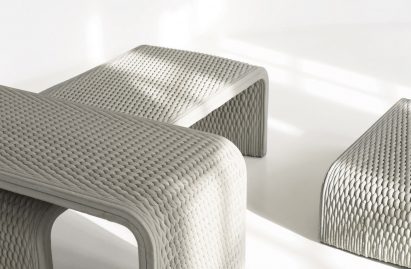 Woven concrete benches by Studio 7.5 and XstreeE
