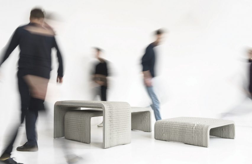 Woven concrete benches by Studio 7.5 and XstreeE