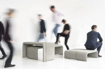 Woven concrete benches by Studio 7.5 and XstreeE