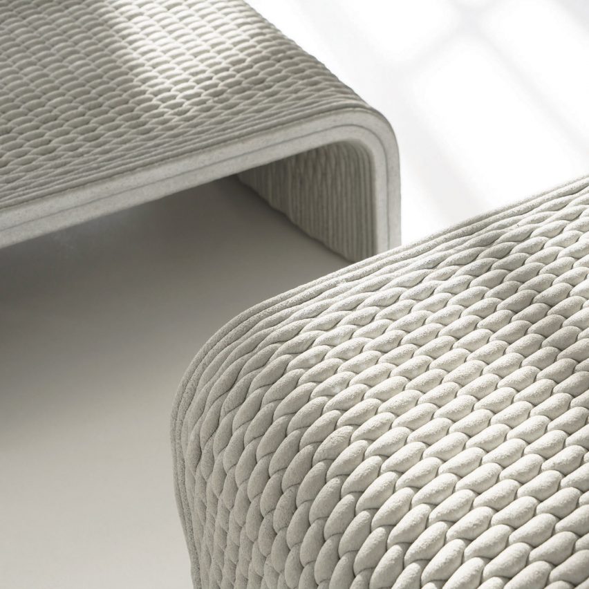 Woven concrete benches by Studio 7.5 and XstreeE