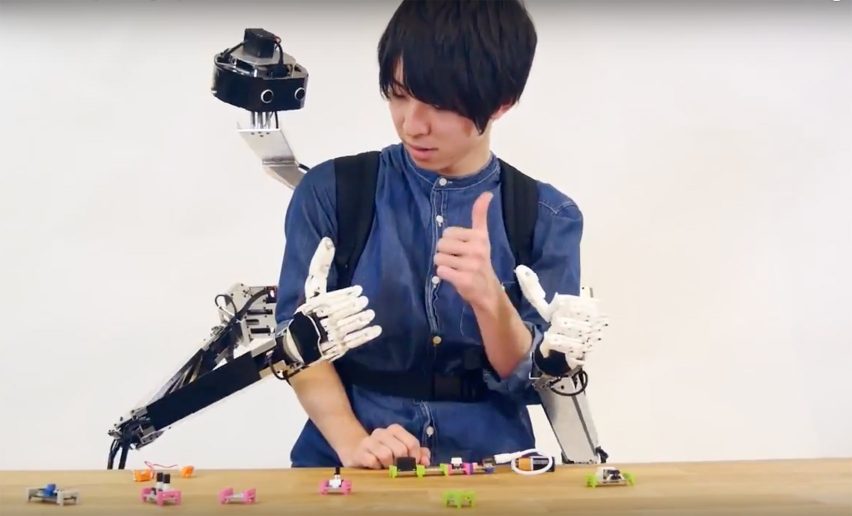 Backpack-style robot companion, designed by Yamen Saraiji, gives the wearer two functional extra hands
