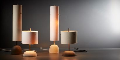 Malgorzata Bany installs jesmonite furniture at The New Craftsmen for LDF exhibition