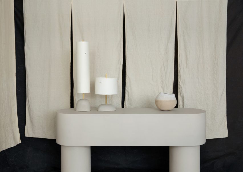 Malgorzata Bany installs jesmonite furniture at The New Craftsmen for LDF exhibition