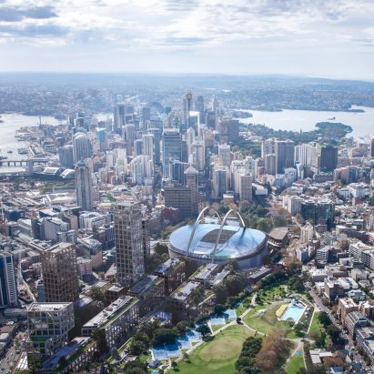 Bates Smart proposes suspending stadium above Sydney's Central Station
