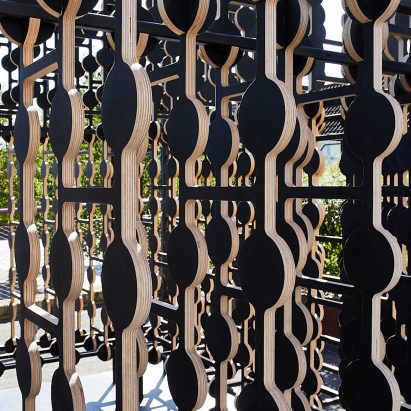 Plywood layers create illusions of density for Byplace installation at London Design Festival