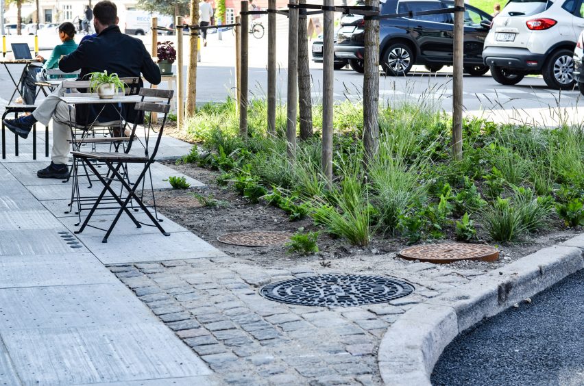 Anti-flood greenery-boosting Climate Tile installed in Copenhagen street