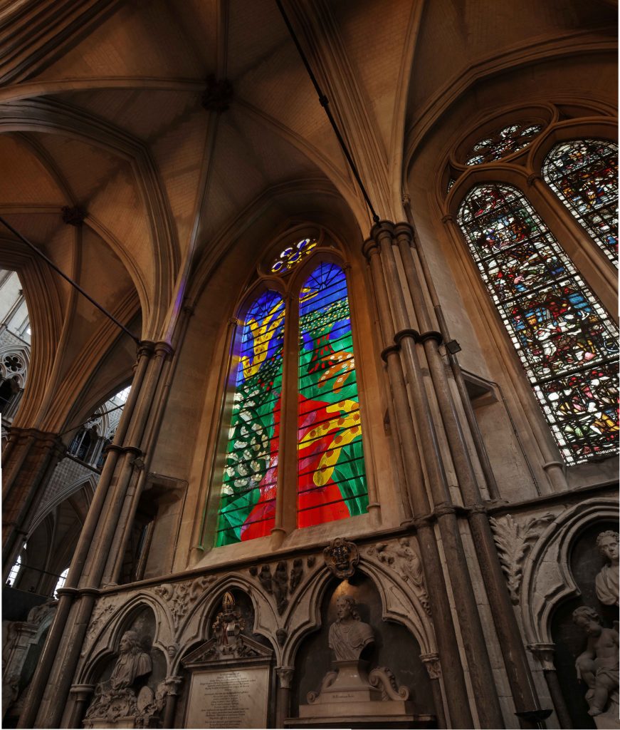 David Hockney reveals iPad-designed stained-glass window in Westminster Abbey