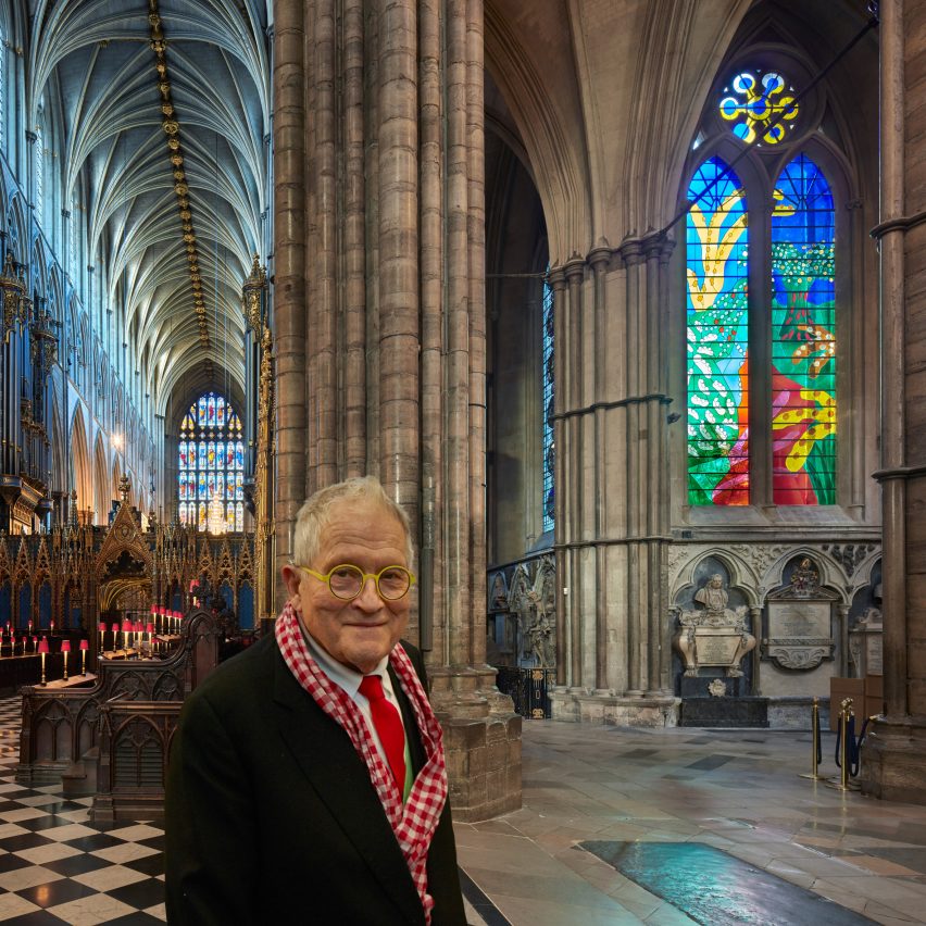 David Hockney reveals iPad-designed stained-glass window in Westminster Abbey