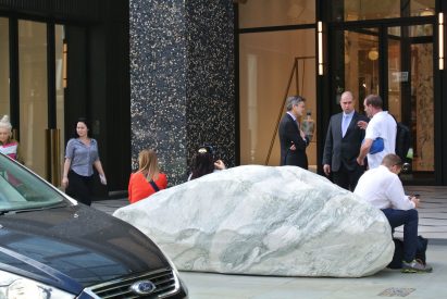 Monolithic street furniture for London's Selfridges by Djao-Rakitine