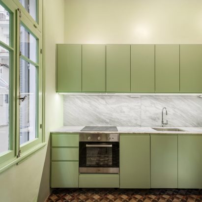 Dezeen roundups: Colour block kitchens