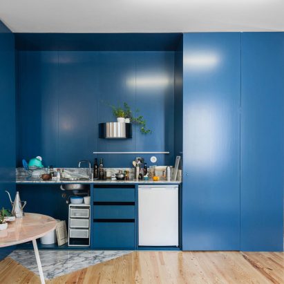Dezeen roundups: Colour block kitchens