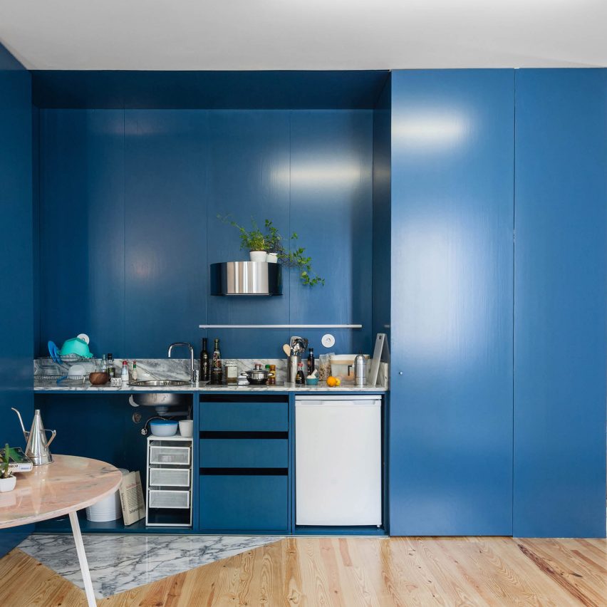 Dezeen roundups: Colour block kitchens