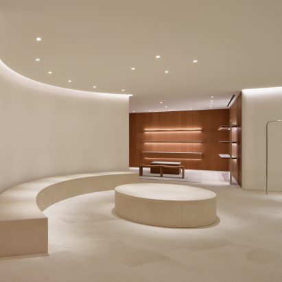 John Pawson uses limestone and cherry wood for minimal Jil Sander shop in Tokyo