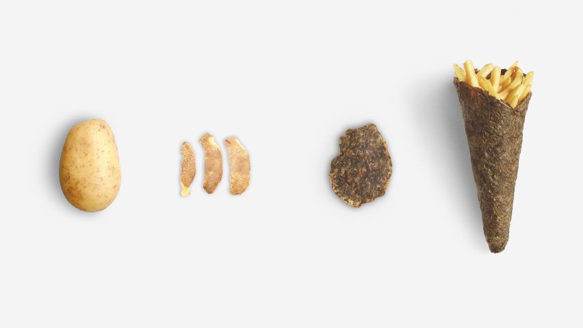 Peel Saver is an ecological packaging for fries made from recycled potato skins