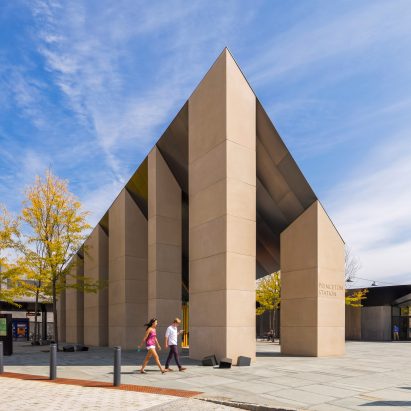Angular steel roof tops Princeton Transit Hall by Studio Rick Joy