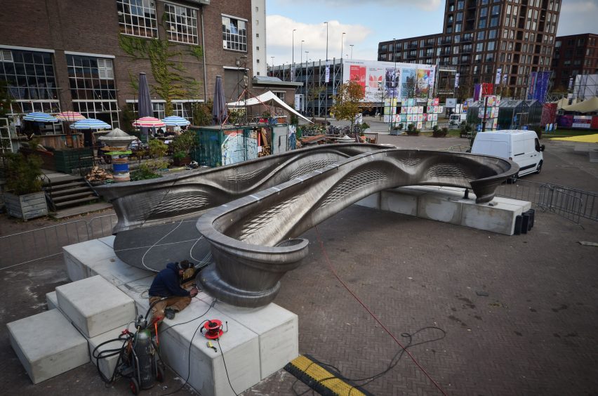 World's first 3D-printed steel bridge completed