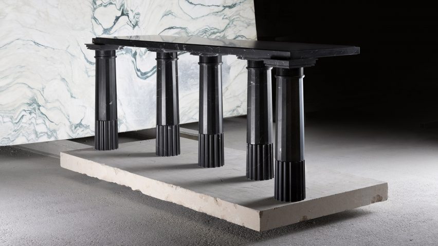 Karl Lagerfeld’s first sculpture exhibition features marble fountains, tables and mirrors