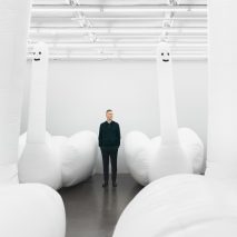 David Shrigley's inflatable "swan-things" spring to life in 12 minute cycles