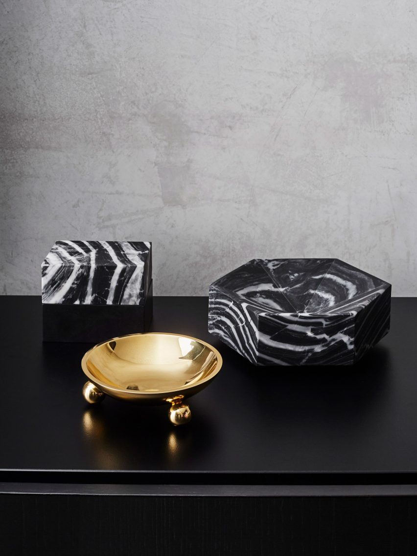 Greg Natale launches collection of decorative accessories made from marble, shell and brass