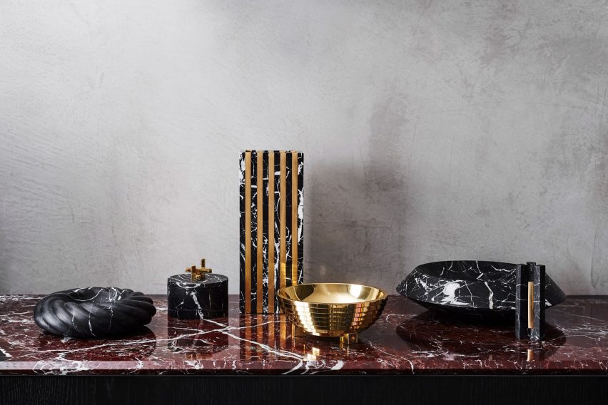 Greg Natale launches collection of decorative accessories made from marble, shell and brass