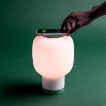 Nolii’s wireless Rise lamp also functions as a charger and an alarm clock