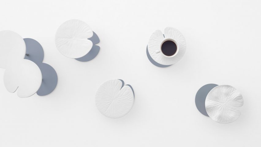 Nendo uses Sèvres porcelain to make flowers from handles and a lilypad table