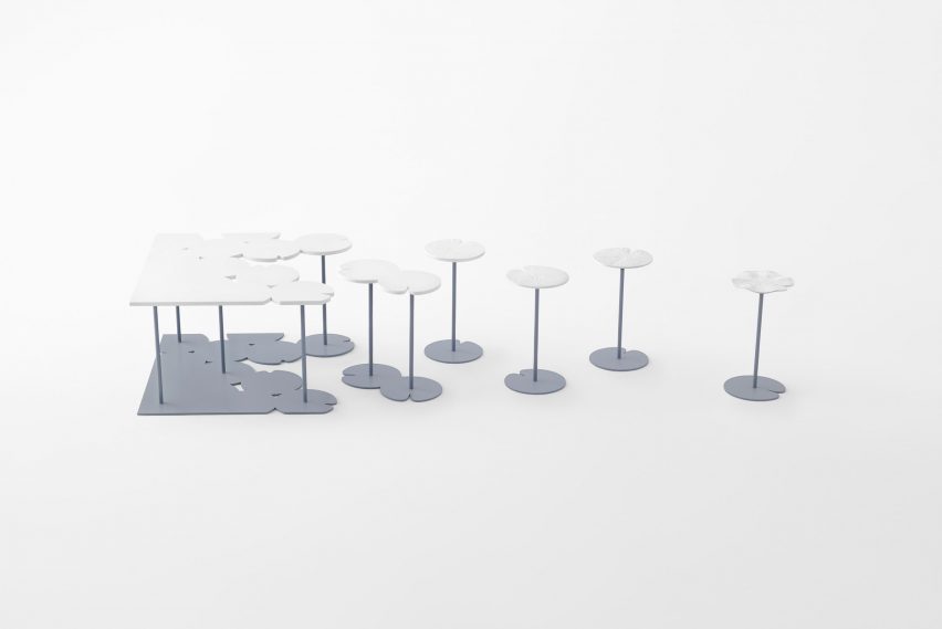 Nendo uses Sèvres porcelain to make flowers from handles and a lilypad table
