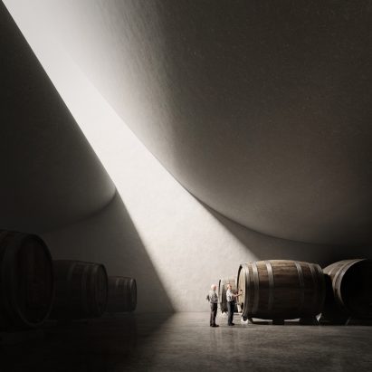 Rendering of Pingus Winery by Peter Zumthor