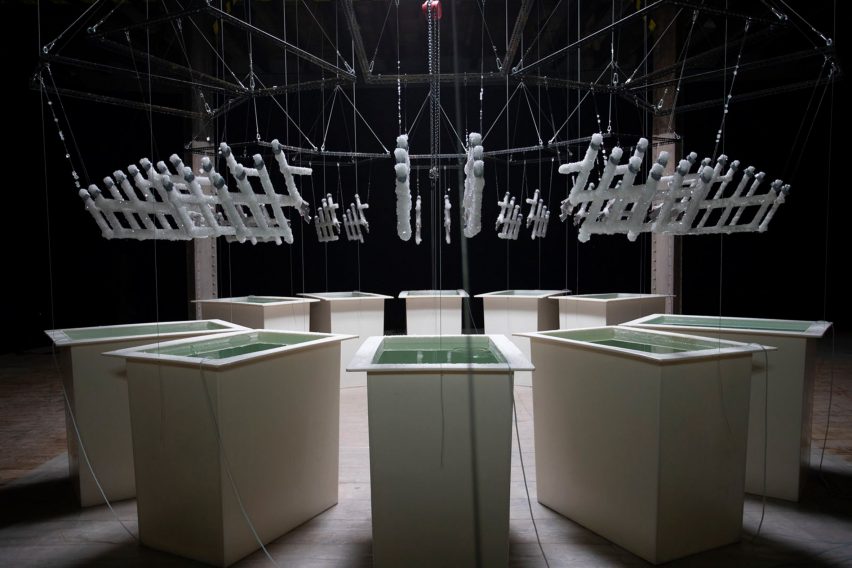 Prague designers grow a chandelier using a mineral crystallisation process