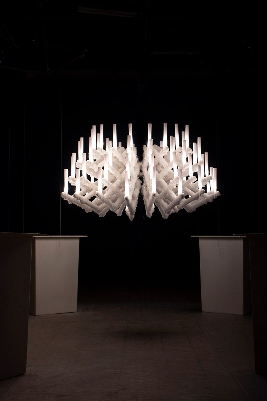 Prague designers grow a chandelier using a mineral crystallisation process