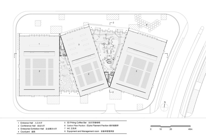 Floor plan of Archi-Union 3D-printed Cyborg Conference Centre in Shanghai, China