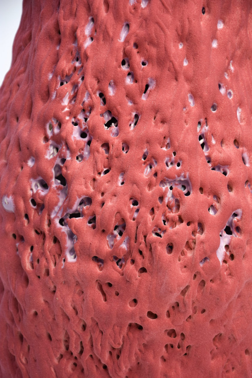 Design Academy Eindhoven graduate Erika Emeren uses spit-cake technique to make ceramic vases