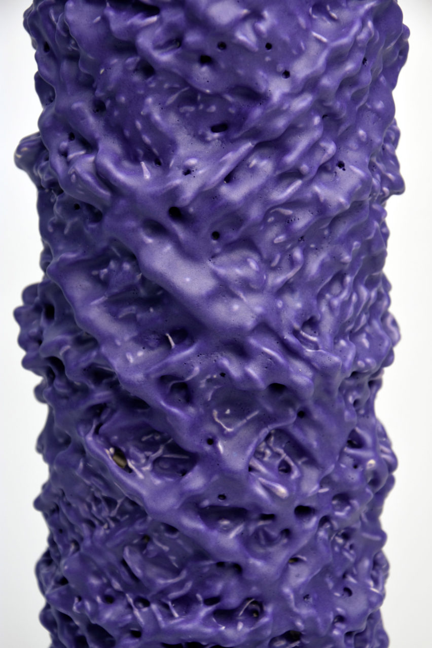 Design Academy Eindhoven graduate Erika Emeren uses spit-cake technique to make ceramic vases