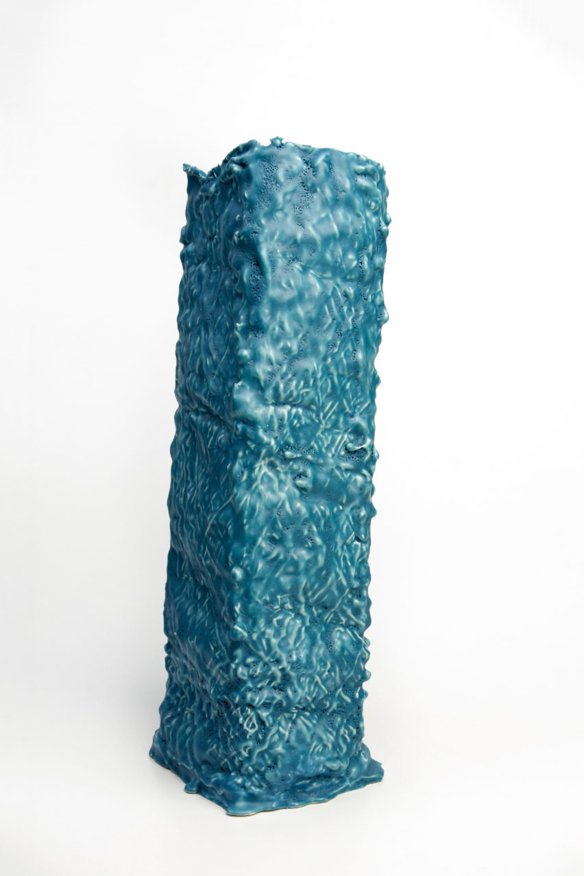 Design Academy Eindhoven graduate Erika Emeren uses spit-cake technique to make ceramic vases