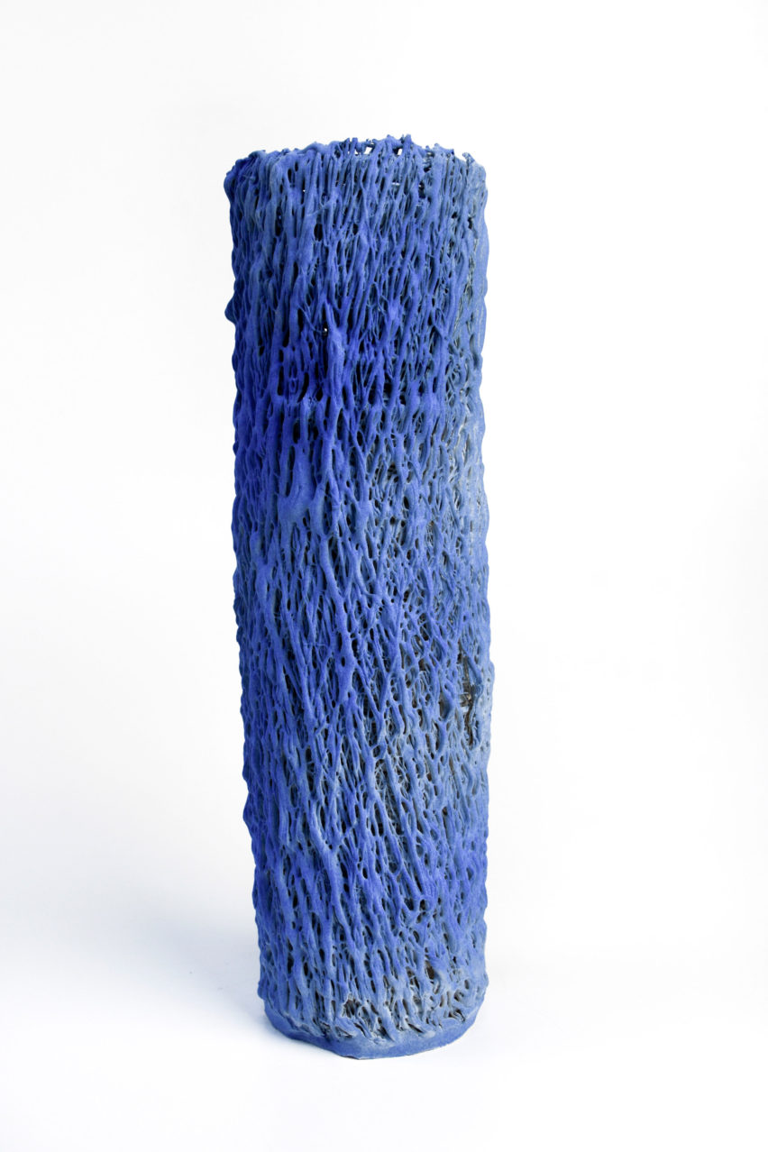 Design Academy Eindhoven graduate Erika Emeren uses spit-cake technique to make ceramic vases