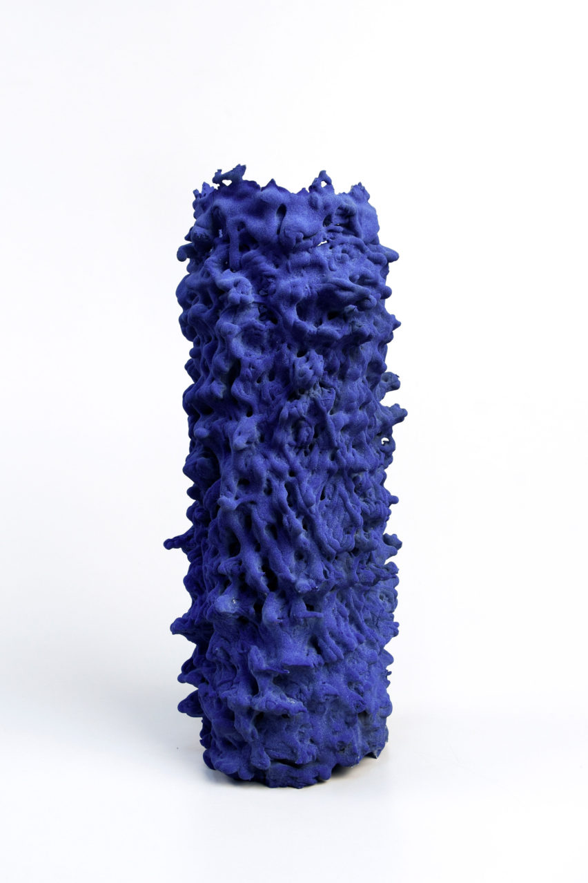 Design Academy Eindhoven graduate Erika Emeren uses spit-cake technique to make ceramic vases