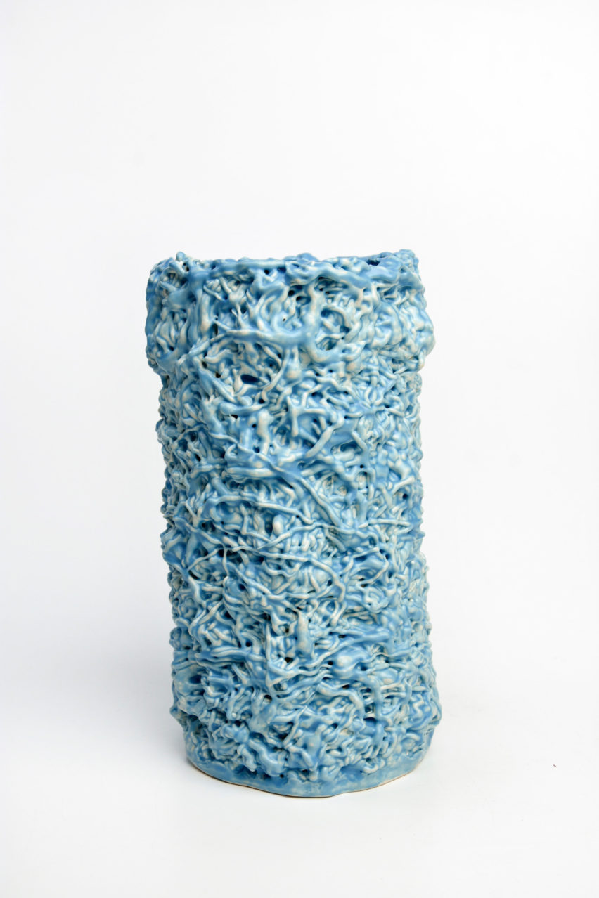 Design Academy Eindhoven graduate Erika Emeren uses spit-cake technique to make ceramic vases