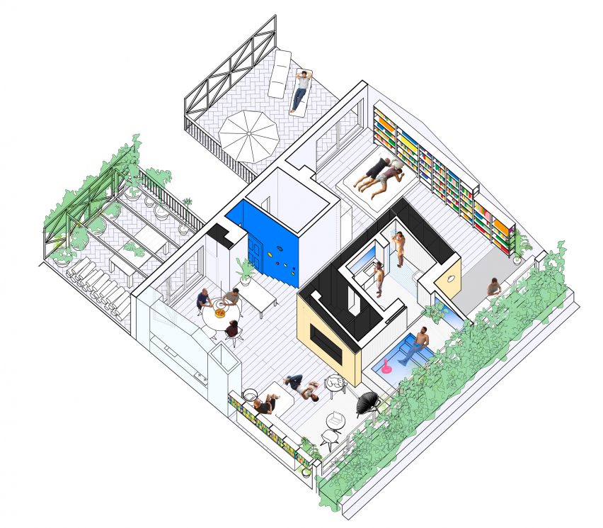 Axonometric of G House in Madrid by Gon Architects