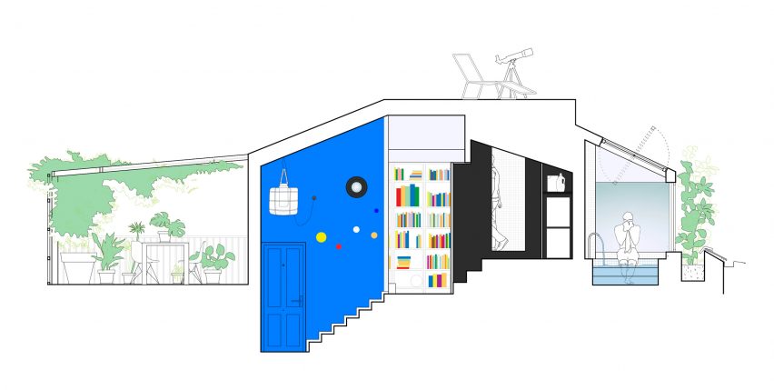 Section of G House in Madrid by Gon Architects
