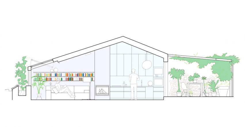 Section of G House in Madrid by Gon Architects