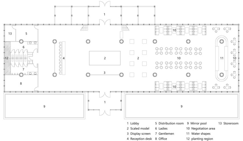Ground floor plan of Elevation Longfu Life Experience Centre in the Henan Province of China by LUO Studio
