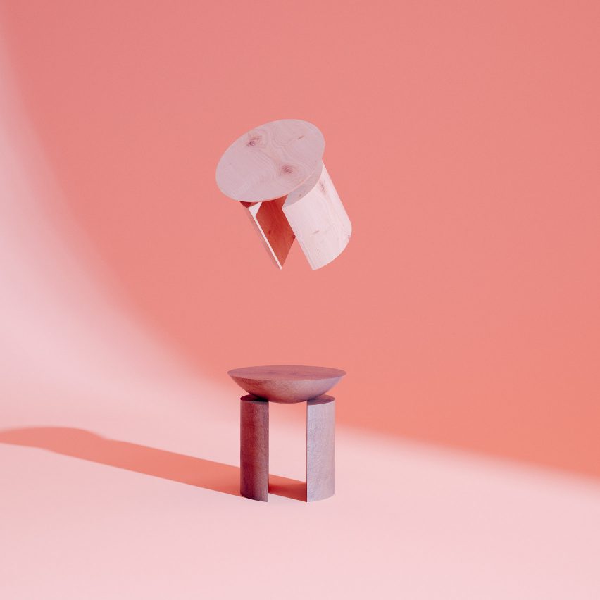Pedro Venzon's Tríptico Infame, a trio of sculptural wooden stools