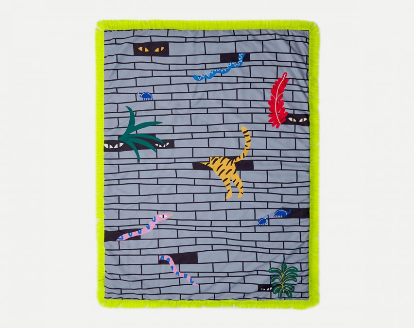 Egle Zvirblyte creates blankets for Sancal patterned with tigers and bananas