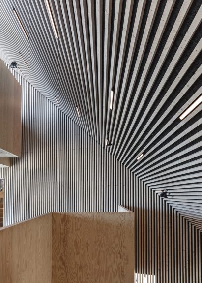 COBE's wedge-shaped library references its modernist surroundings